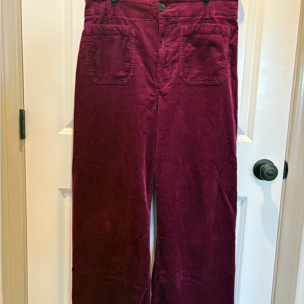 Anthropologie Maeve Colette Corduroy Wide Leg Pants in Violet